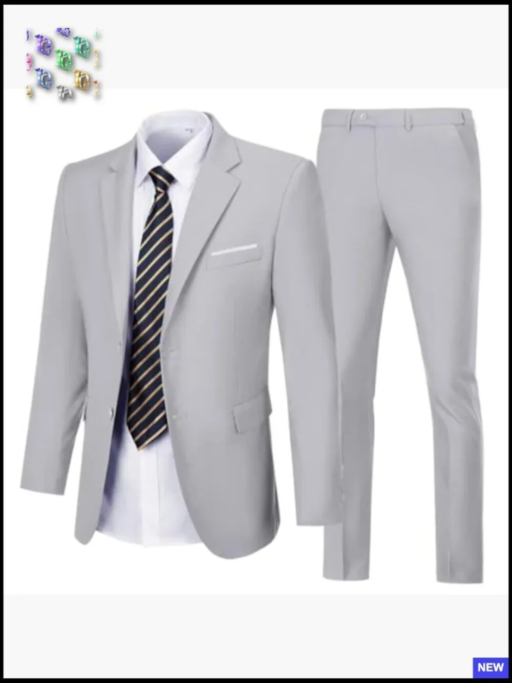 Men's Formal Suit Set 2 Piece Business Casual Blazer Pants Adjustable Waist